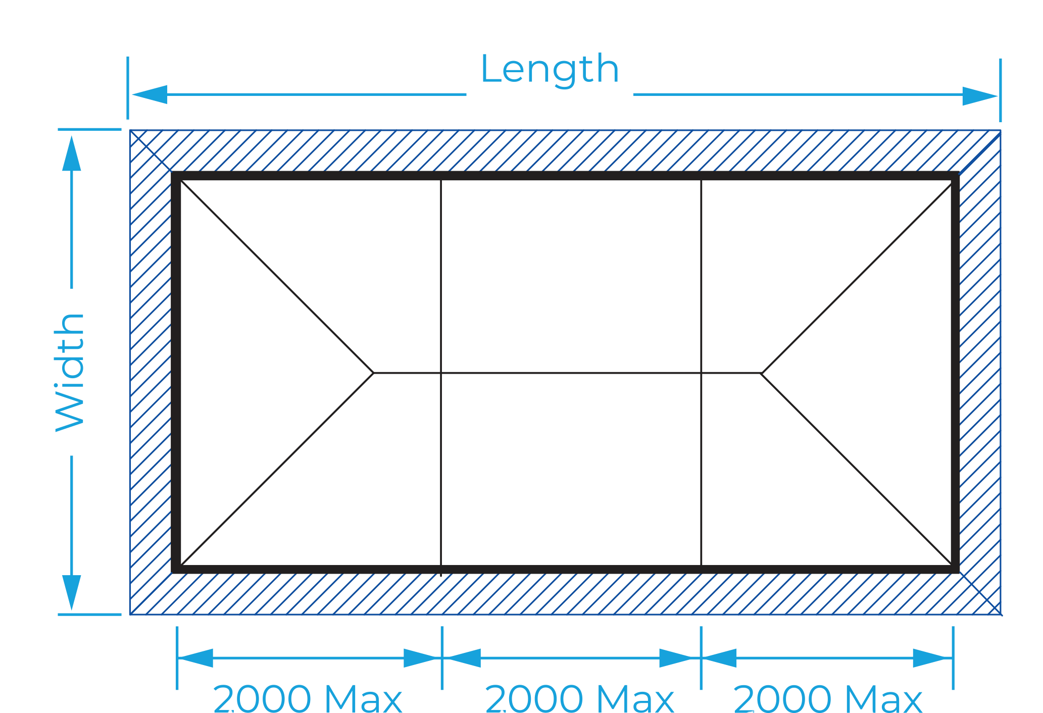 Width and length measurement diagram